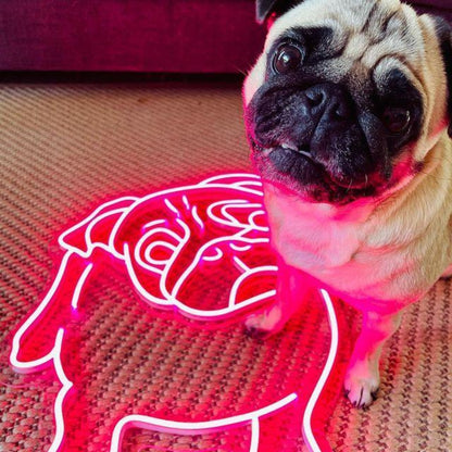 Pink Cutie The Pug Cartoon Dog Led Neon Sign For Indoor Home Decor | Shineneon