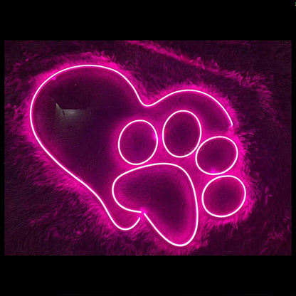 Pink Dog Paw Led Neon Sign Pet Shop Home Decor | Shineneon