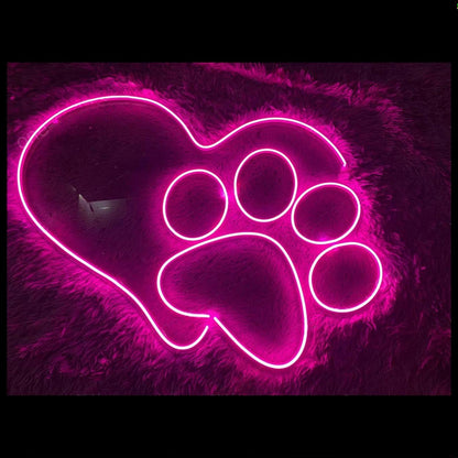 Pink Dog Paw Led Neon Sign Pet Shop Home Decor | Shineneon