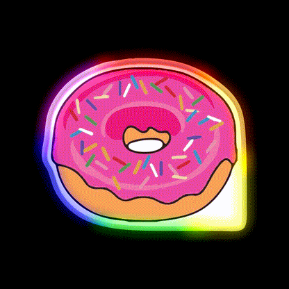 Pink Donut Snack Food Led Neon Sign Rgb Color - LED neon sign close-up detail
