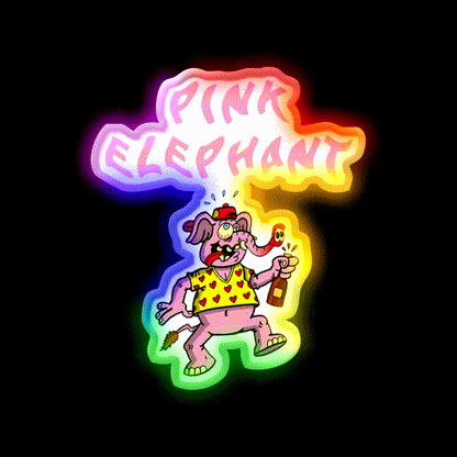 Pink Elephant Cocktail Bar Decor Led Neon Sign Rgb Color - LED neon sign close-up detail