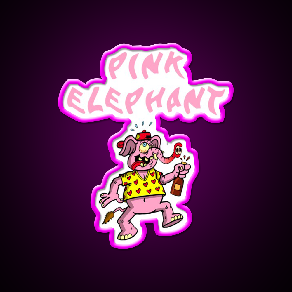 Pink Elephant Cocktail Bar Decor Led Neon Sign Rgb Color - Neon sign mounted on wall in room