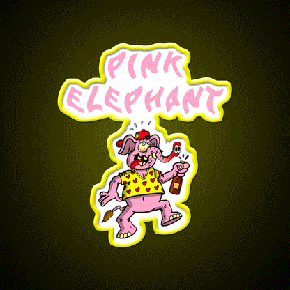 Pink Elephant Cocktail Bar Decor Led Neon Sign Rgb Color - Custom LED neon sign front view