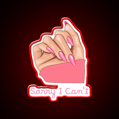 Pink Feminist Hand Sorry I Cant Pop Art Nail Salon Led Neon Sign Rgb Color - Shineneon