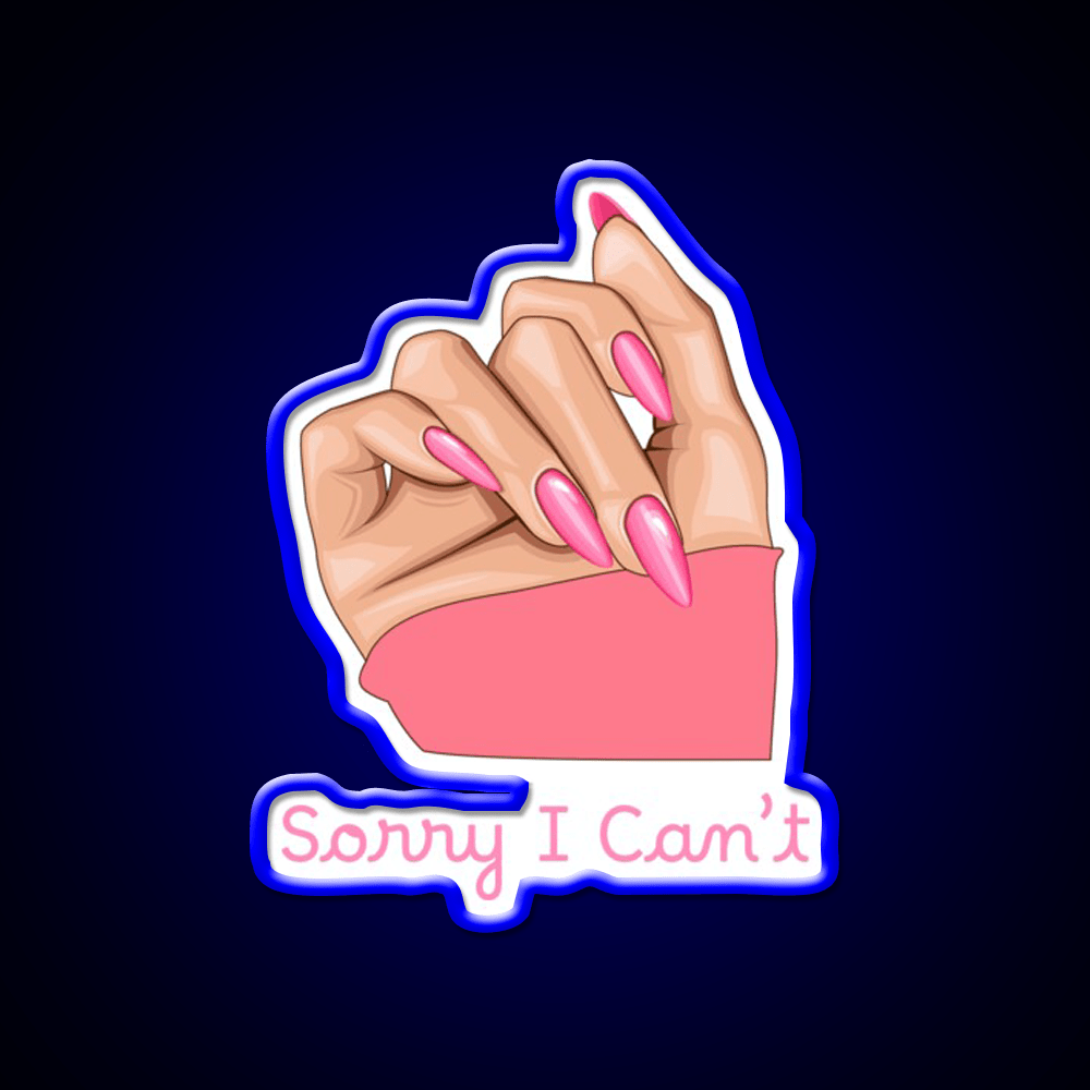 Pink Feminist Hand Sorry I Cant Pop Art Nail Salon Led Neon Sign Rgb Color - Shineneon