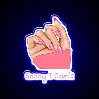 Pink Feminist Hand Sorry I Cant Pop Art Nail Salon Led Neon Sign Rgb Color - Shineneon