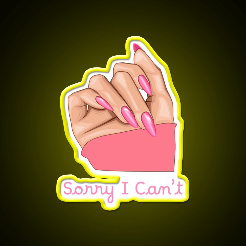 Pink Feminist Hand Sorry I Cant Pop Art Nail Salon Led Neon Sign Rgb Color - Shineneon