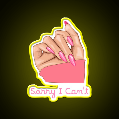 Pink Feminist Hand Sorry I Cant Pop Art Nail Salon Led Neon Sign Rgb Color - Shineneon