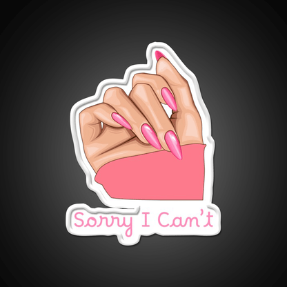 Pink Feminist Hand Sorry I Cant Pop Art Nail Salon Led Neon Sign Rgb Color - Shineneon