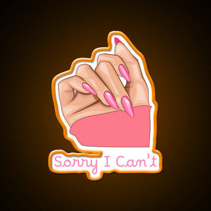 Pink Feminist Hand Sorry I Cant Pop Art Nail Salon Led Neon Sign Rgb Color - Shineneon