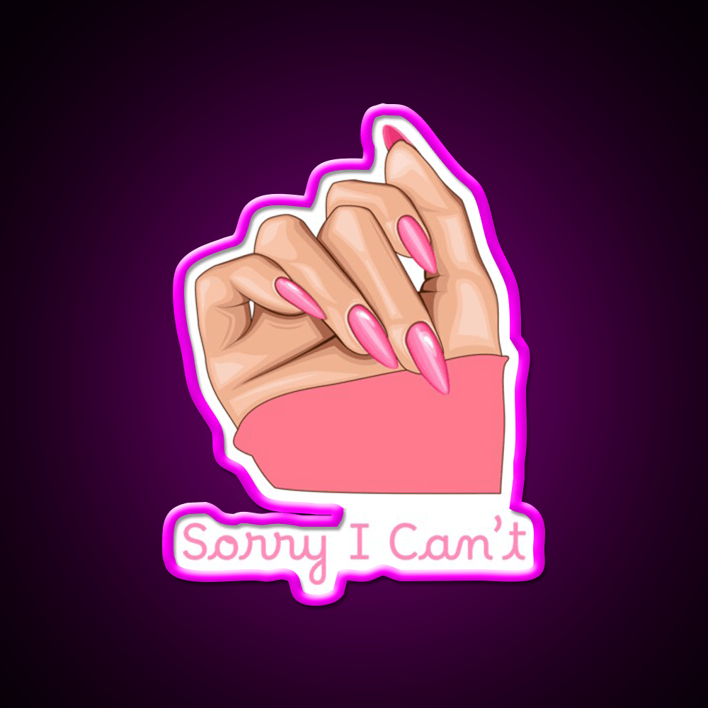 Pink Feminist Hand Sorry I Cant Pop Art Nail Salon Led Neon Sign Rgb Color - Shineneon