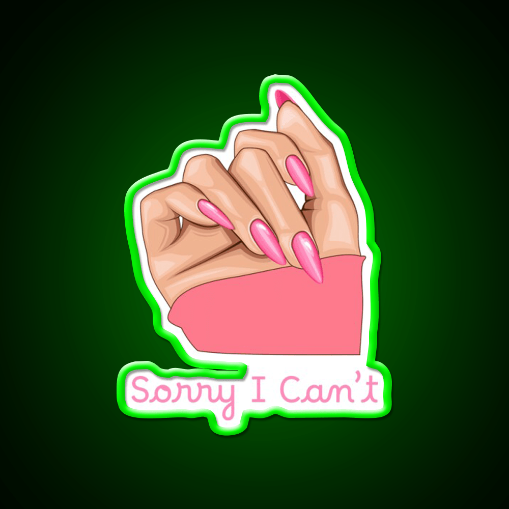 Pink Feminist Hand Sorry I Cant Pop Art Nail Salon Led Neon Sign Rgb Color - Shineneon
