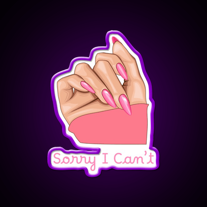 Pink Feminist Hand Sorry I Cant Pop Art Nail Salon Led Neon Sign Rgb Color - Shineneon
