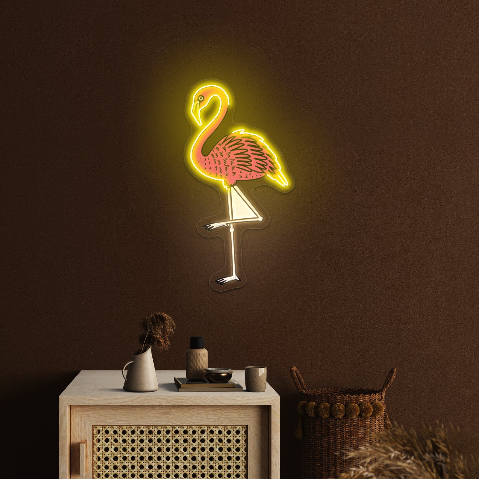 Pink Flamingo Aesthetic Artwork Led Signs