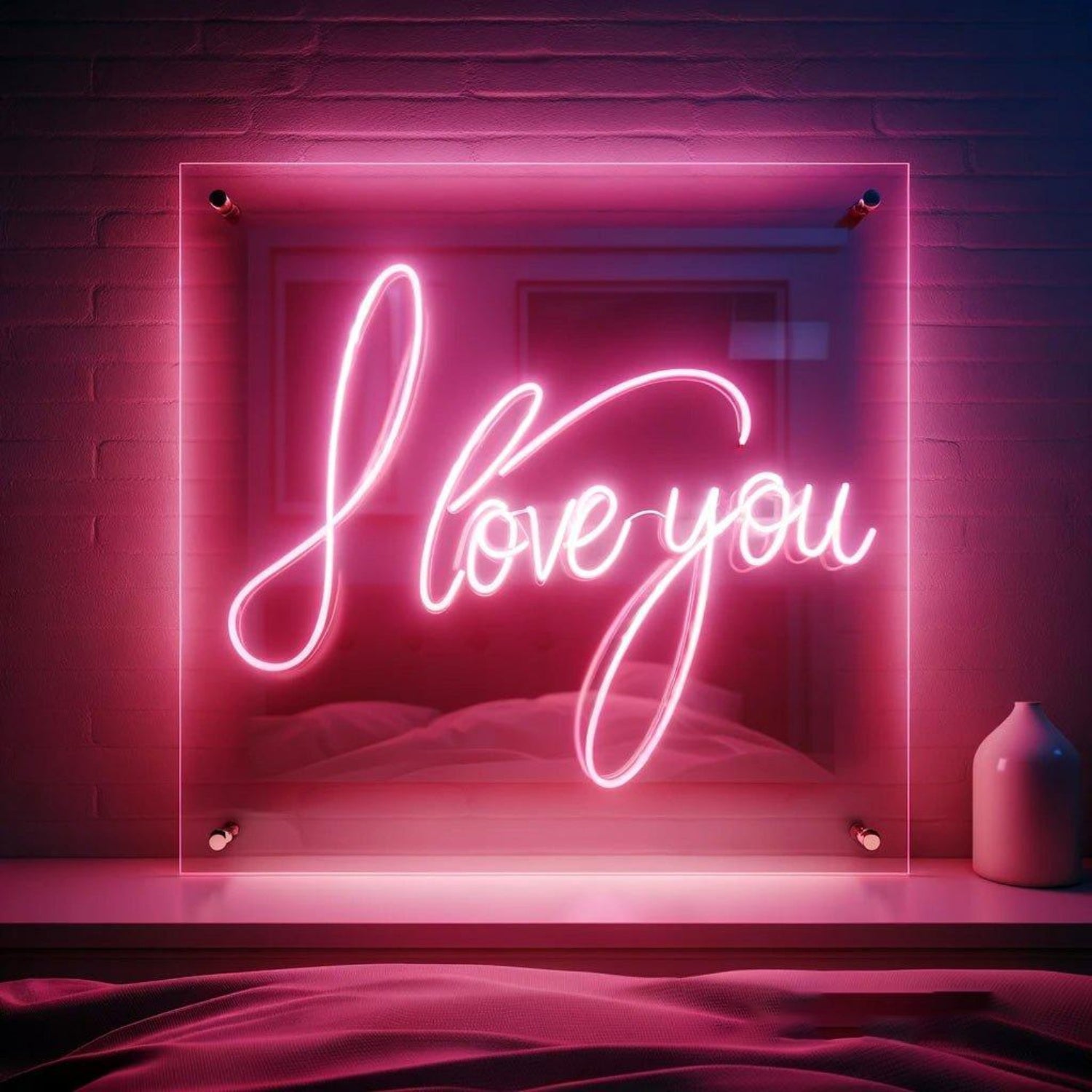 Pink Floral I Love You Led Neon Sign For Romantic Indoor Wall Decor | Shineneon