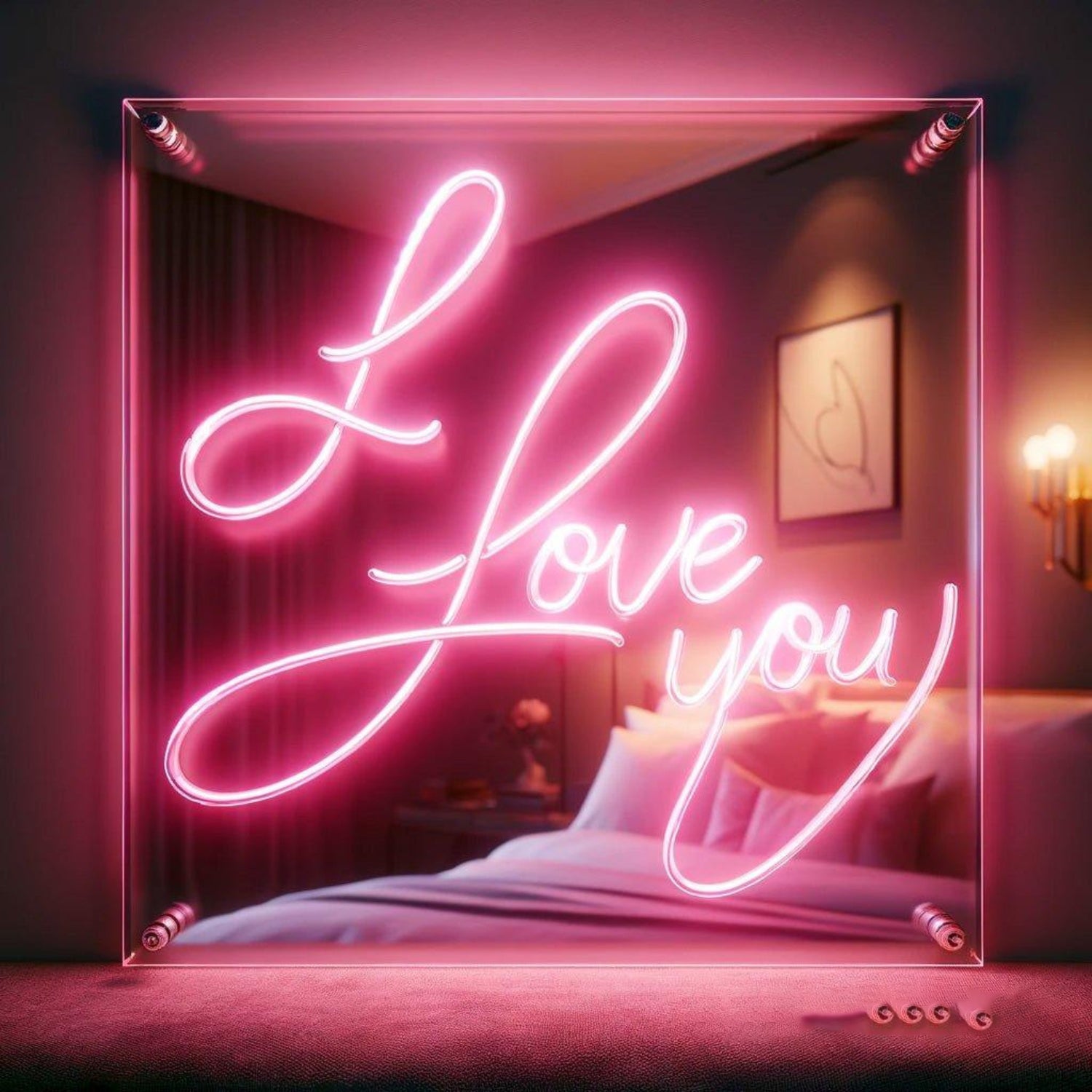 Pink Floral I Love You Led Neon Sign For Romantic Indoor Wall Decor | Shineneon