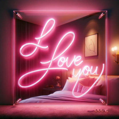 Pink Floral I Love You Led Neon Sign For Romantic Indoor Wall Decor | Shineneon