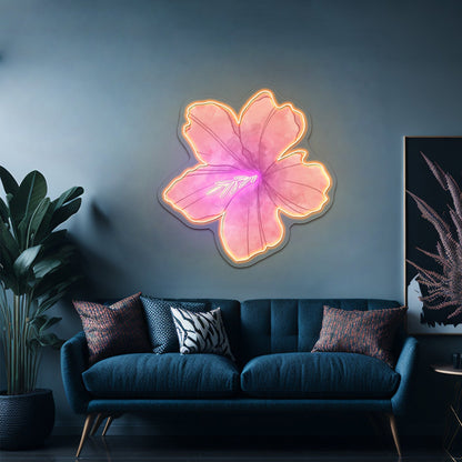Pink Flower Watercolor Artwork Gym Neon Sign - Shineneon