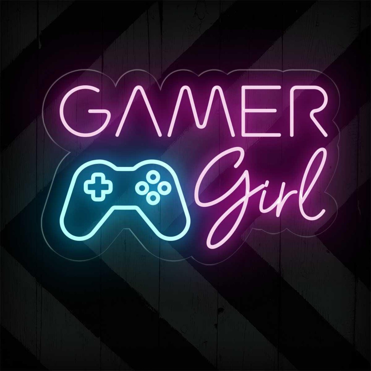 Pink Gamer Girl And Blue Controller Led Neon Sign For Gaming Room Decor | Shineneon