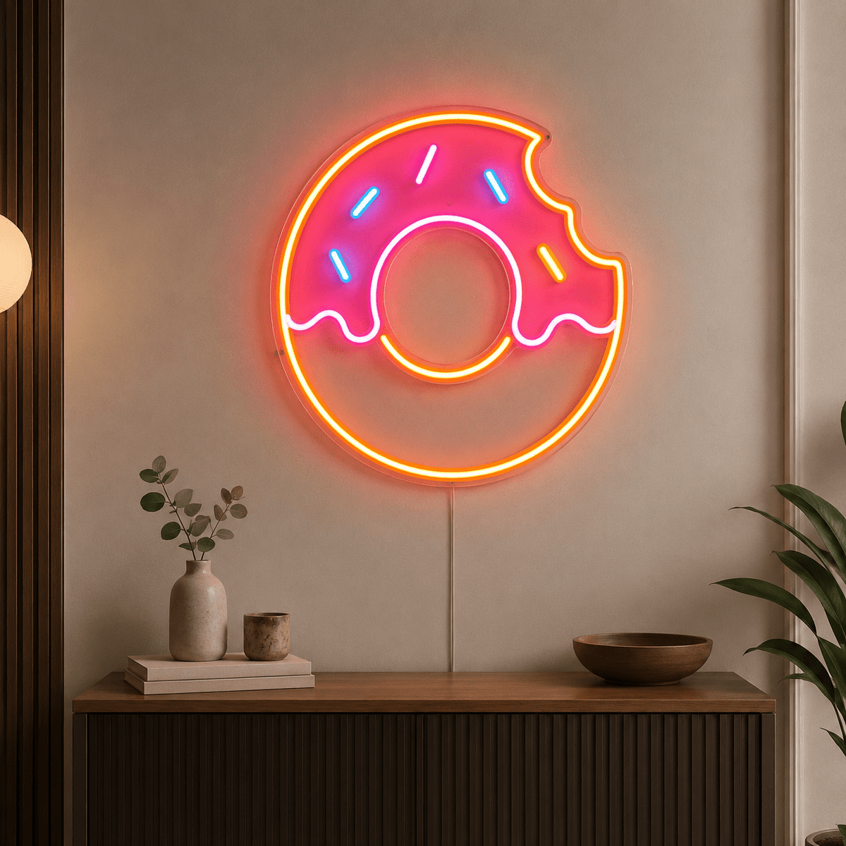 Pink Glazed Donut LED Neon Sign Sweet Wall Decor For Cafes, Bakeries And Dessert Shops - Shineneon