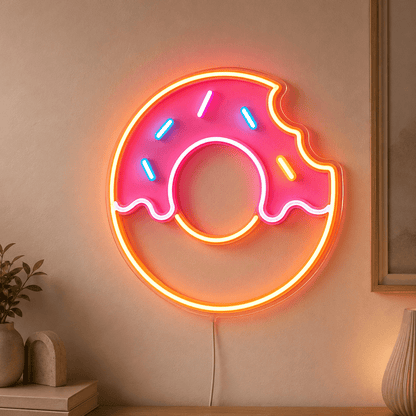 Pink Glazed Donut LED Neon Sign Sweet Wall Decor For Cafes, Bakeries And Dessert Shops - Shineneon