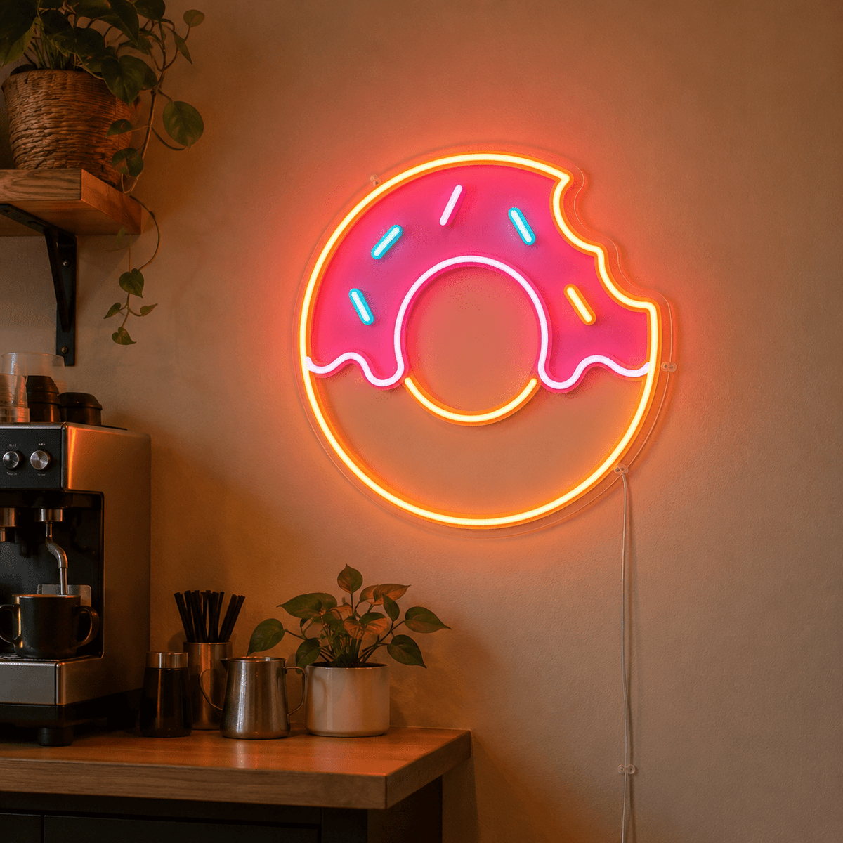 Pink Glazed Donut LED Neon Sign Sweet Wall Decor For Cafes, Bakeries And Dessert Shops - Shineneon