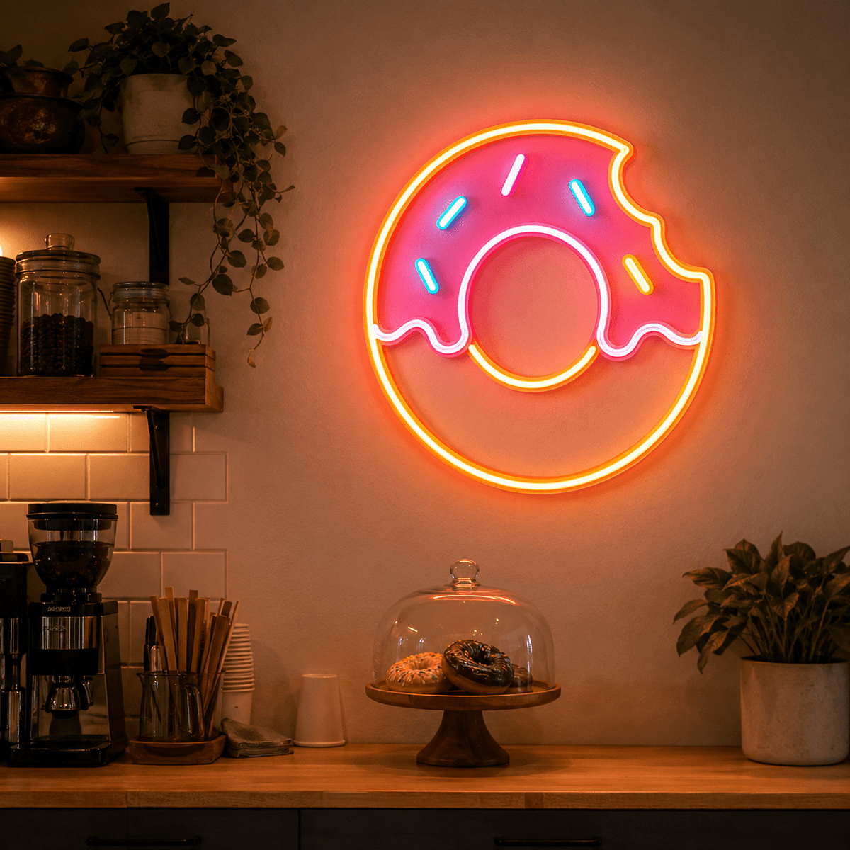 Pink Glazed Donut LED Neon Sign Sweet Wall Decor For Cafes, Bakeries And Dessert Shops - Shineneon