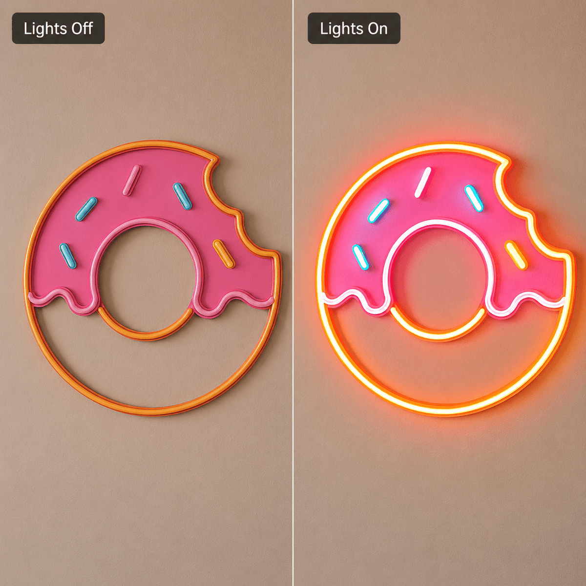 Pink Glazed Donut LED Neon Sign Sweet Wall Decor For Cafes, Bakeries And Dessert Shops - Shineneon