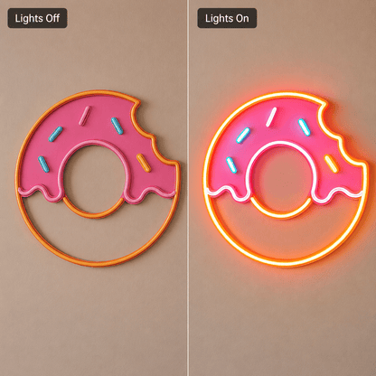 Pink Glazed Donut LED Neon Sign Sweet Wall Decor For Cafes, Bakeries And Dessert Shops - Shineneon