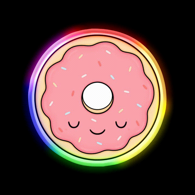 Pink Glazed Donut Snack Food Led Neon Sign Rgb Color - LED neon sign close-up detail