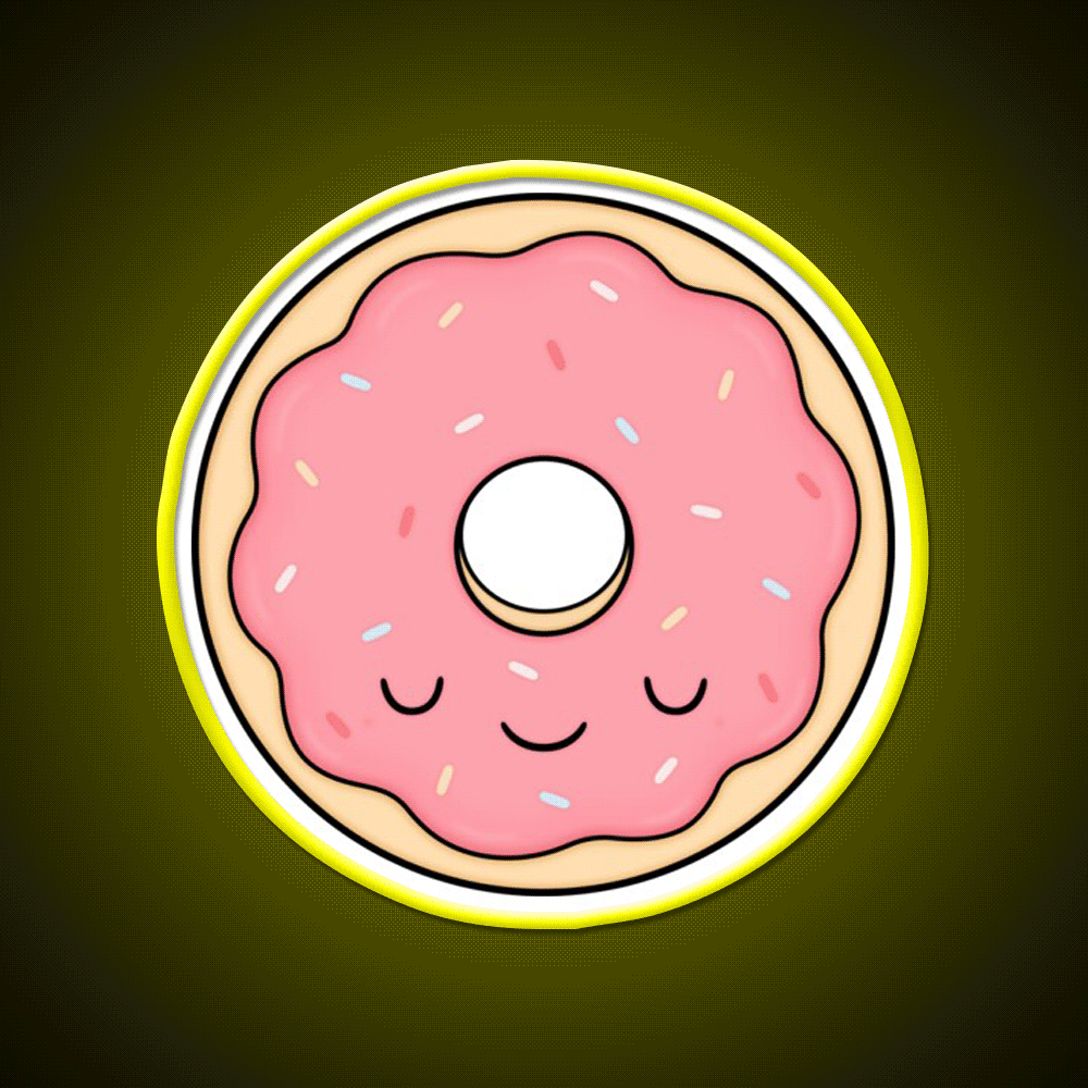 Pink Glazed Donut Snack Food Led Neon Sign Rgb Color - Custom LED neon sign front view