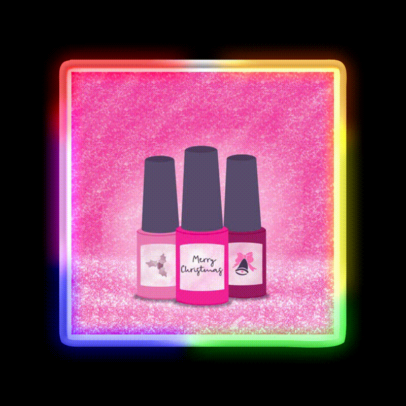 Pink Glitter Nail Polish Trio Festive Christmas Nail Salon Led Neon Sign Rgb Color - LED neon sign close-up detail