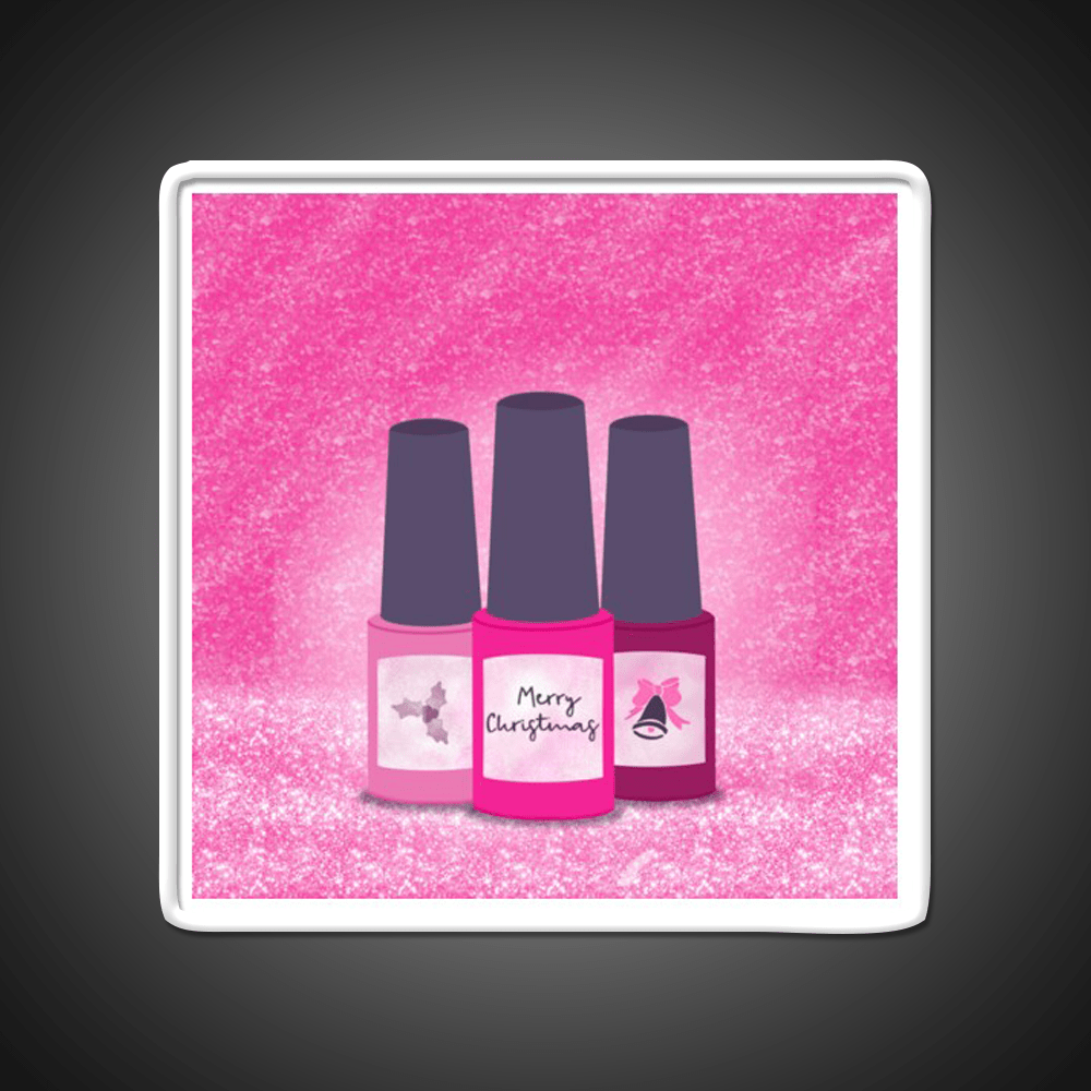 Pink Glitter Nail Polish Trio Festive Christmas Nail Salon Led Neon Sign Rgb Color - Shineneon