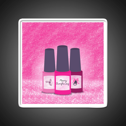 Pink Glitter Nail Polish Trio Festive Christmas Nail Salon Led Neon Sign Rgb Color - Shineneon