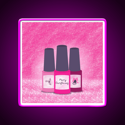 Pink Glitter Nail Polish Trio Festive Christmas Nail Salon Led Neon Sign Rgb Color - Shineneon