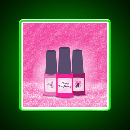 Pink Glitter Nail Polish Trio Festive Christmas Nail Salon Led Neon Sign Rgb Color - Shineneon