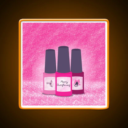 Pink Glitter Nail Polish Trio Festive Christmas Nail Salon Led Neon Sign Rgb Color - Shineneon