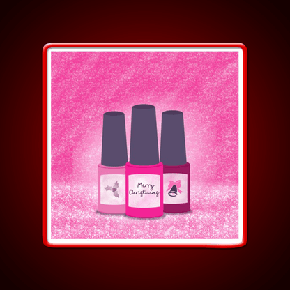 Pink Glitter Nail Polish Trio Festive Christmas Nail Salon Led Neon Sign Rgb Color - Shineneon
