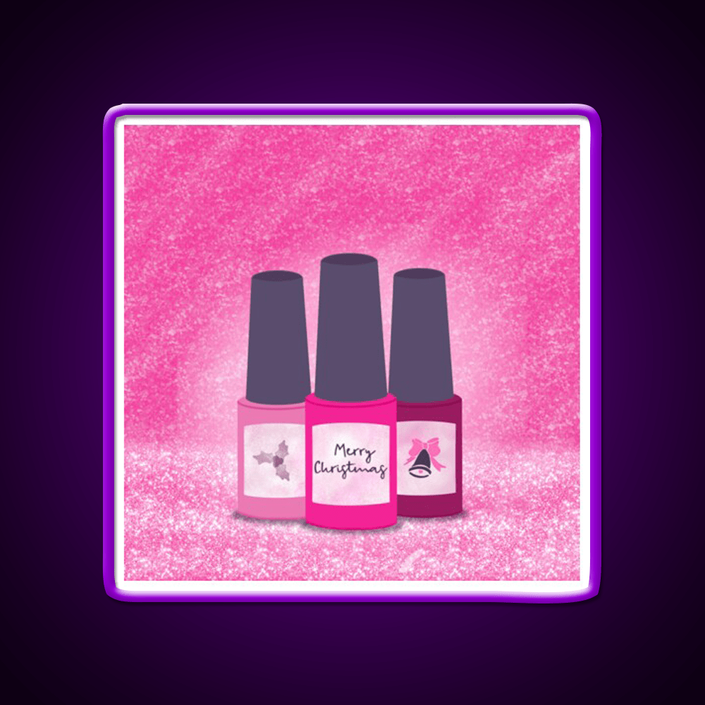 Pink Glitter Nail Polish Trio Festive Christmas Nail Salon Led Neon Sign Rgb Color - Shineneon