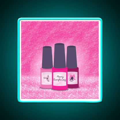 Pink Glitter Nail Polish Trio Festive Christmas Nail Salon Led Neon Sign Rgb Color - Shineneon