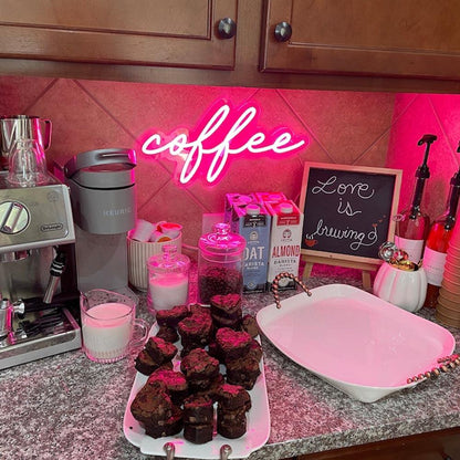 Pink Handwritten Coffee Led Neon Sign For Home Coffee Bar | Shineneon