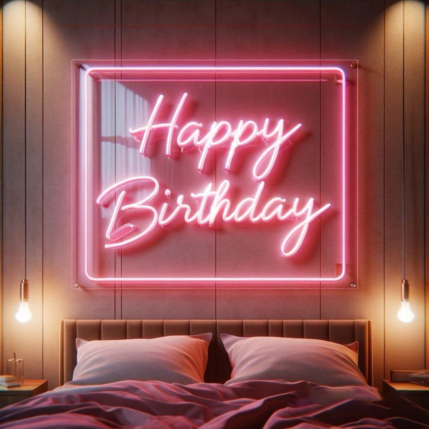 Pink Happy Birthday Led Neon Sign For Bedroom Party Decor | Shineneon