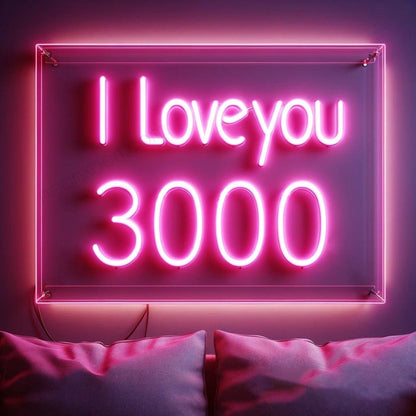 Pink Heart I Love You 3000 Led Neon Sign For Romantic Home Decor | Shineneon
