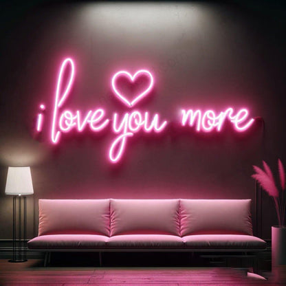 Pink Heart I Love You More Led Neon Sign For Romantic Home Decor | Shineneon