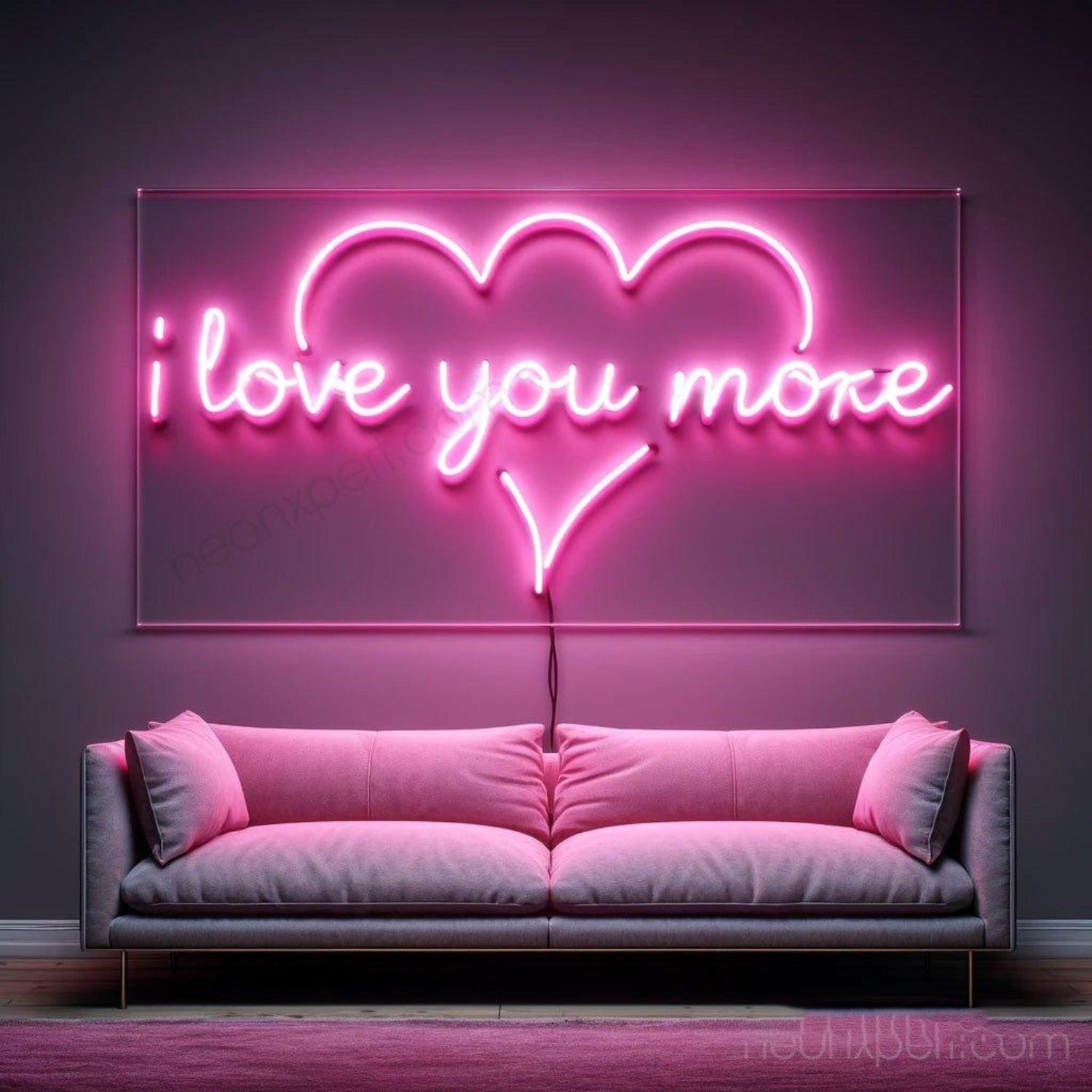Pink Heart I Love You More Led Neon Sign For Romantic Home Decor | Shineneon