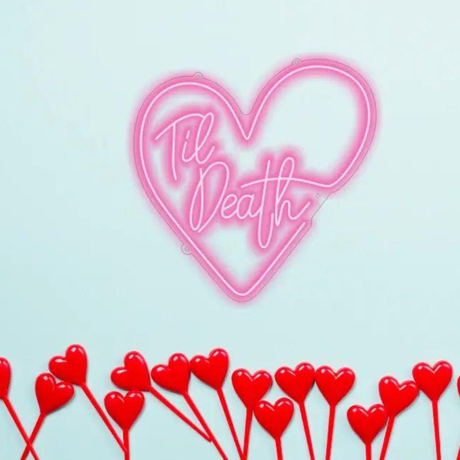 Pink Heart Till Death Led Neon Sign Romantic Wedding Home Decor | Shineneon