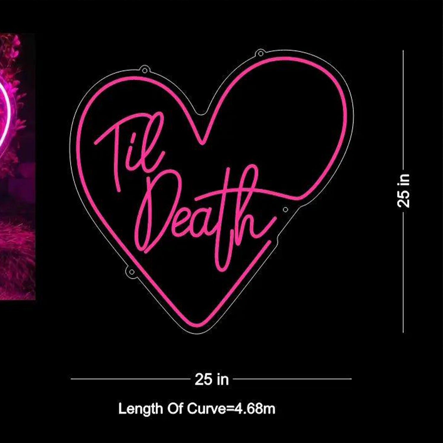 Pink Heart Till Death Led Neon Sign Romantic Wedding Home Decor | Shineneon