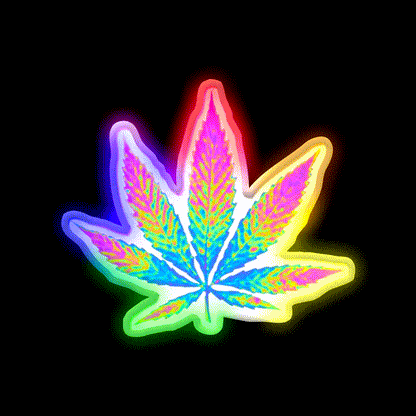 Pink Holographic Hemp Inspired Green Leaf Led Neon Sign Rgb Color - LED neon sign close-up detail