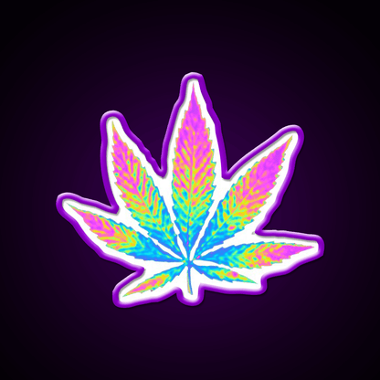 Pink Holographic Hemp Inspired Green Leaf Led Neon Sign Rgb Color - Shineneon