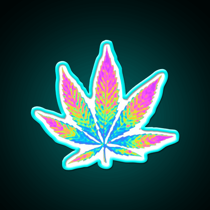 Pink Holographic Hemp Inspired Green Leaf Led Neon Sign Rgb Color - Shineneon